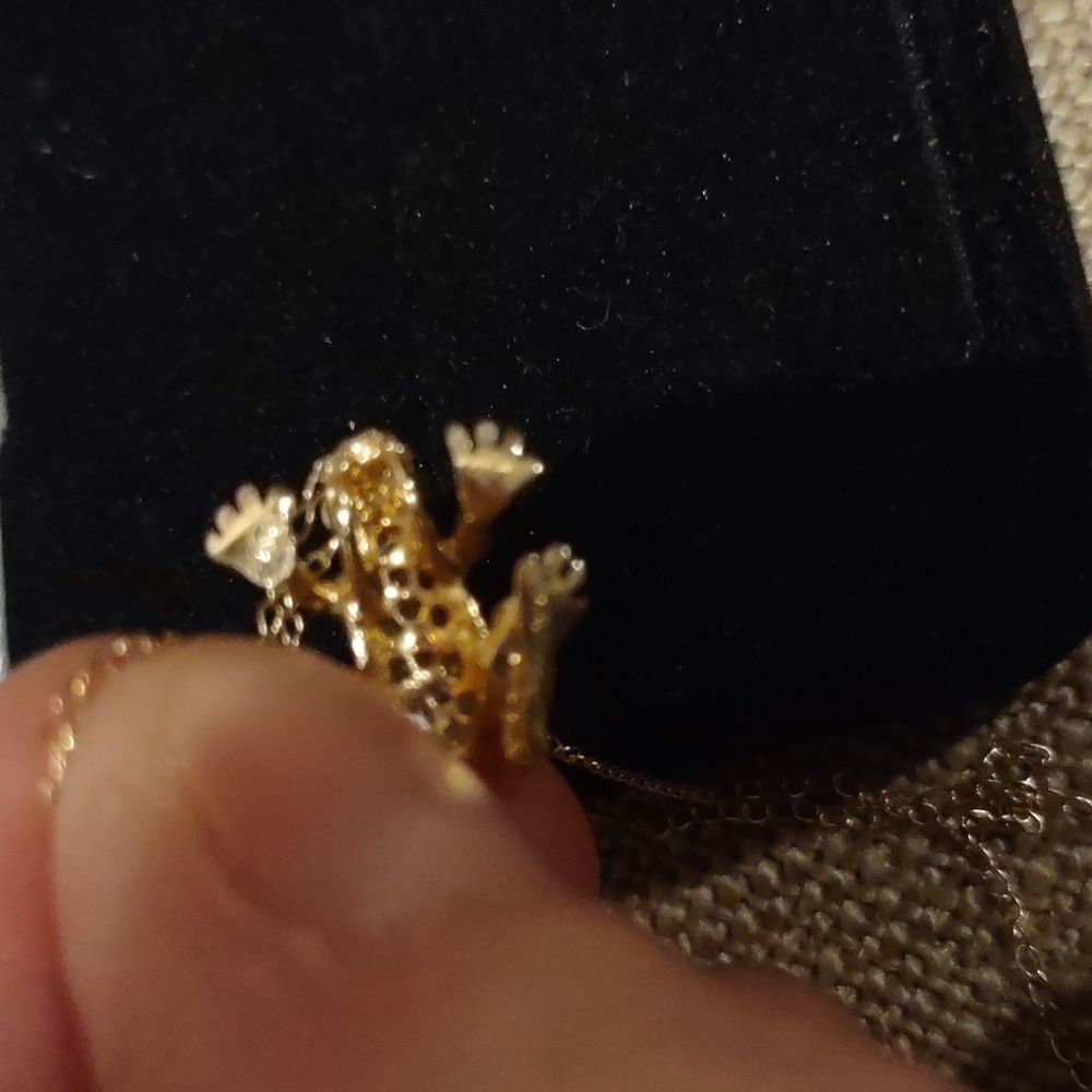 Diamond Frog Pendant Necklace, 14kt Yellow Gold - Picture 4 of 6